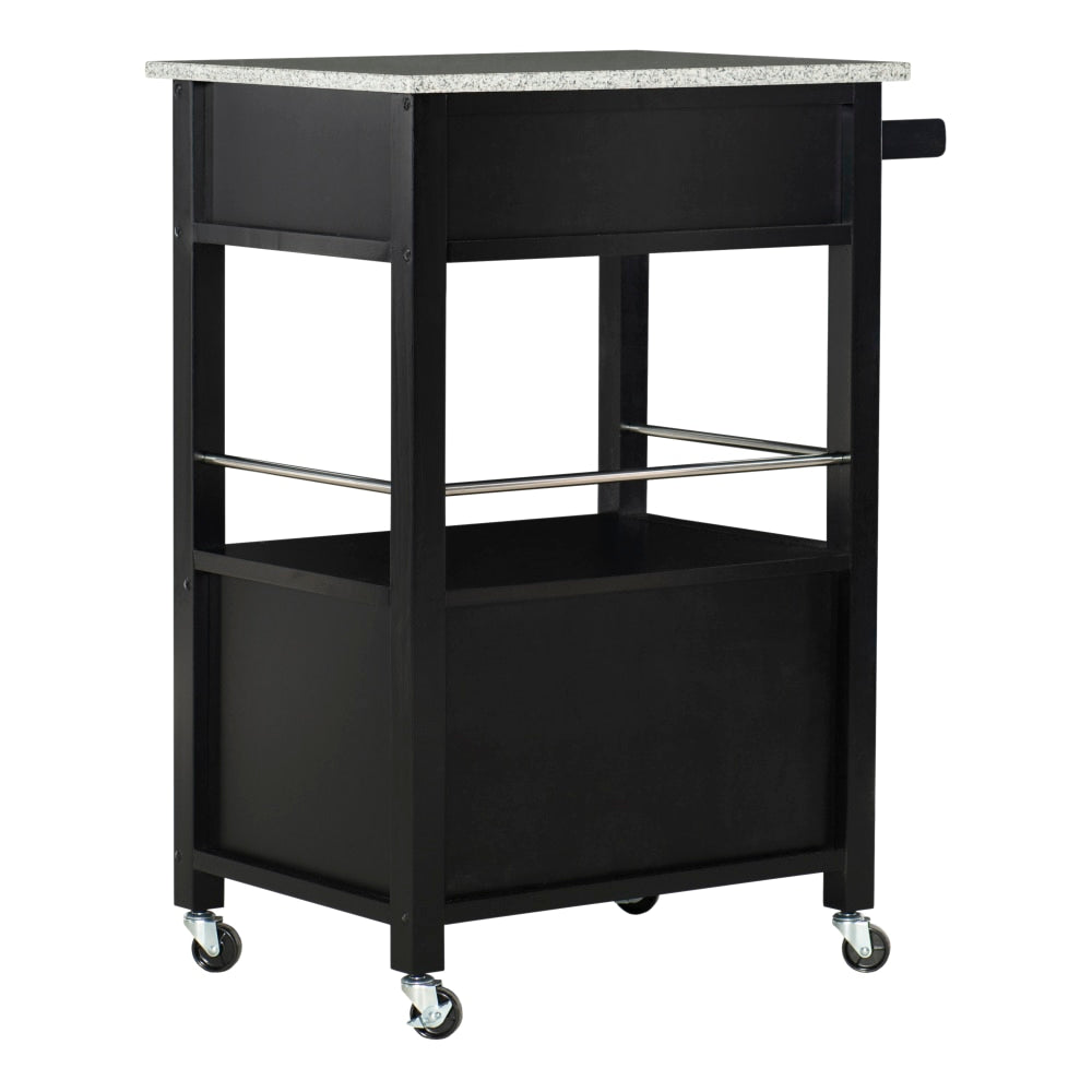 Linon Clark Granite-Top Kitchen Cart, 36-1/4inH x 27-3/4inW x 18inD, Black