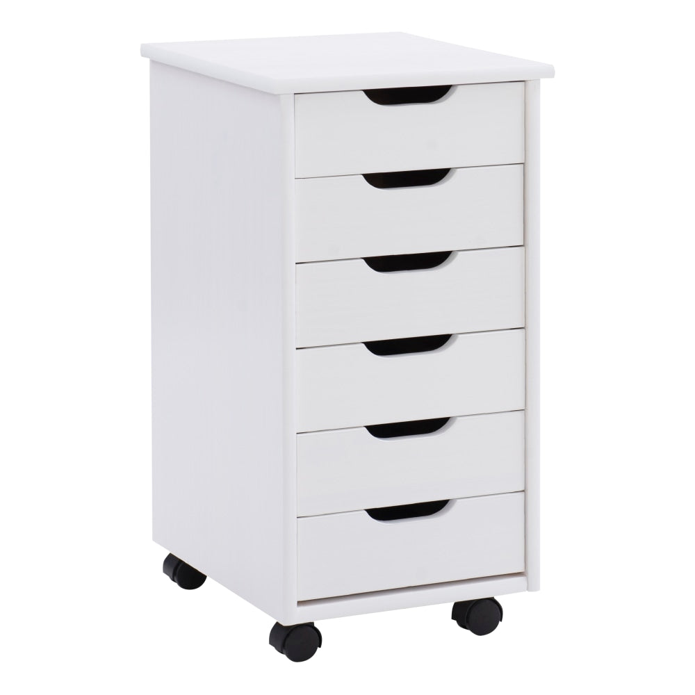 LinonCasimer 6-Drawer Rolling Home Office Storage Cart, White