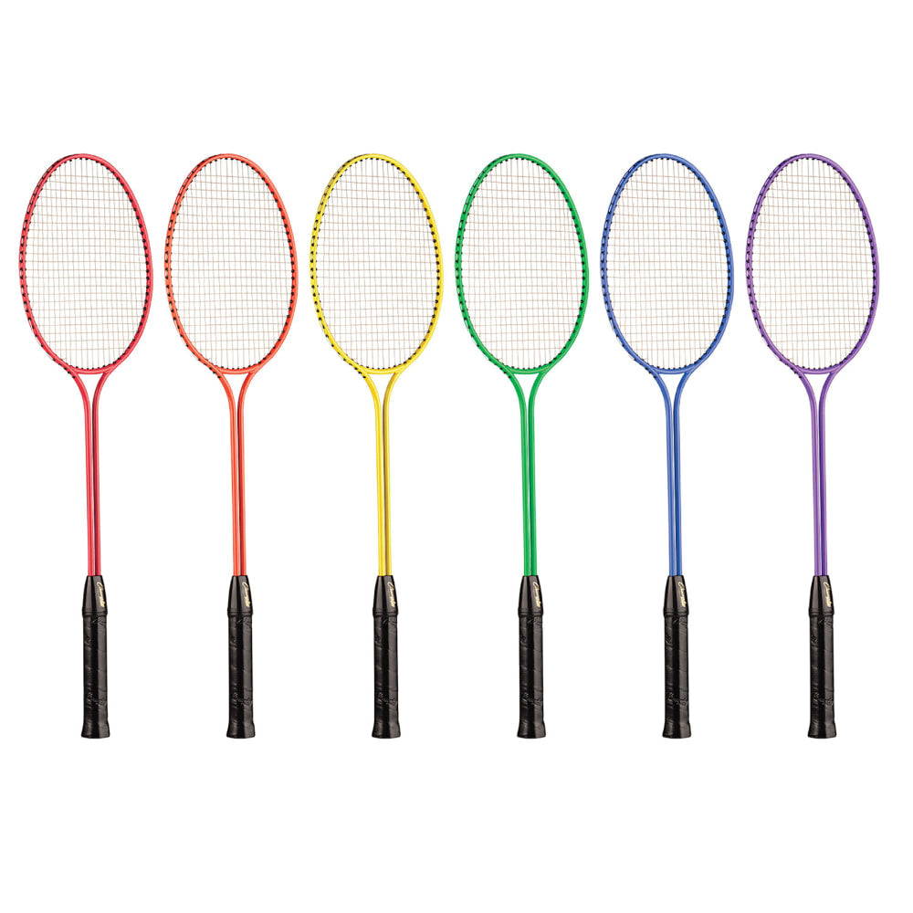 Champion Sports Badminton Racket Set, Twin Shaft, 26inH x 8inW x 1inD, Assorted Colors, Set Of 6 Rackets