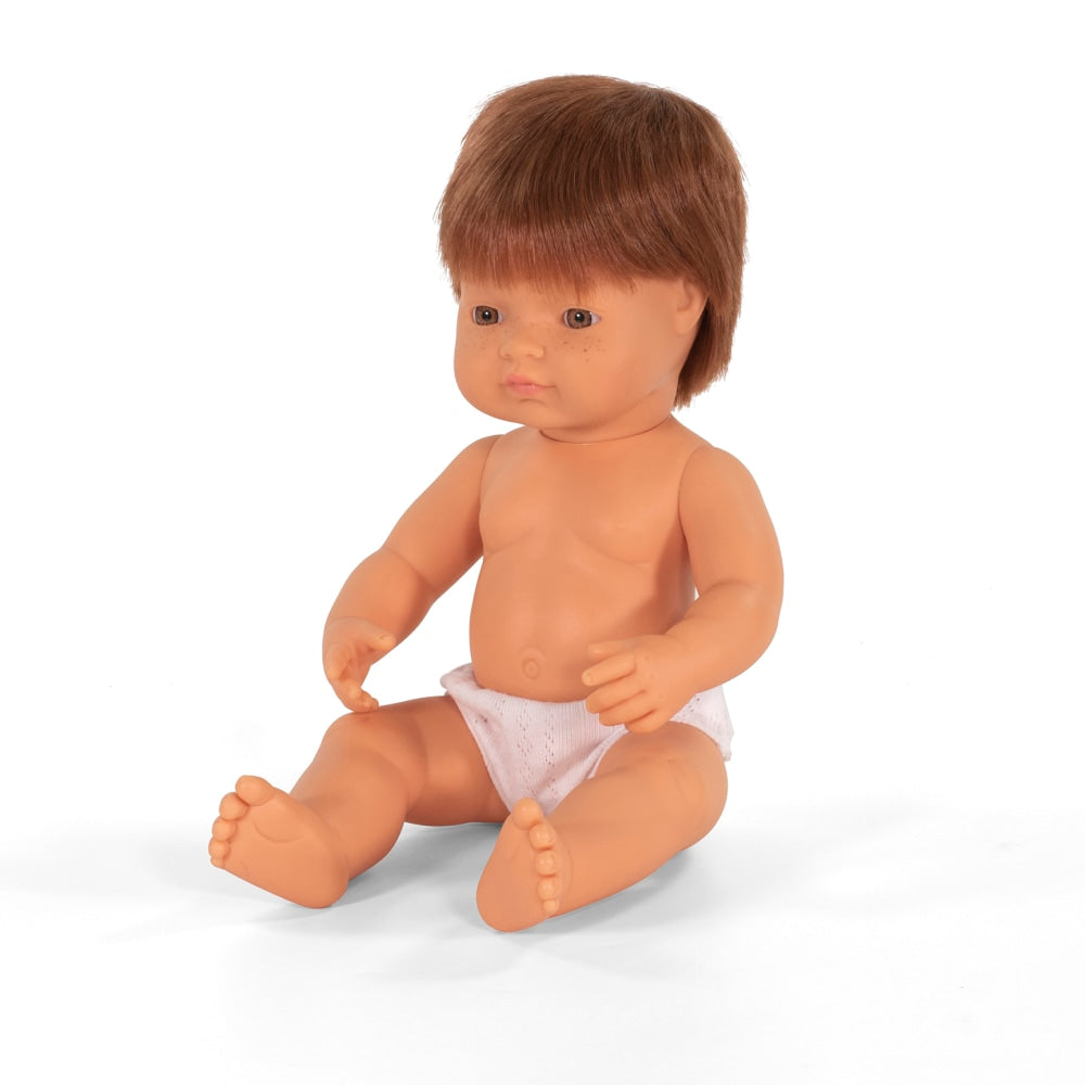 Miniland Educational Anatomically Correct 15in Baby Doll, Caucasian Boy, Red Hair