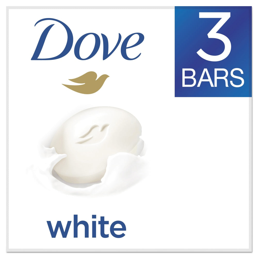 Dove White Beauty Solid Hand Soap, Light Scent, Carton Of 3 Bars