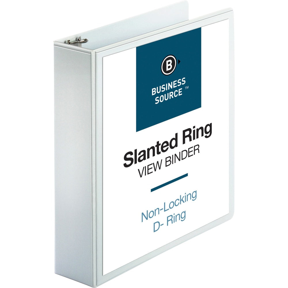 Business Source Basic View 3-Ring Binder, 2in D-Rings, White