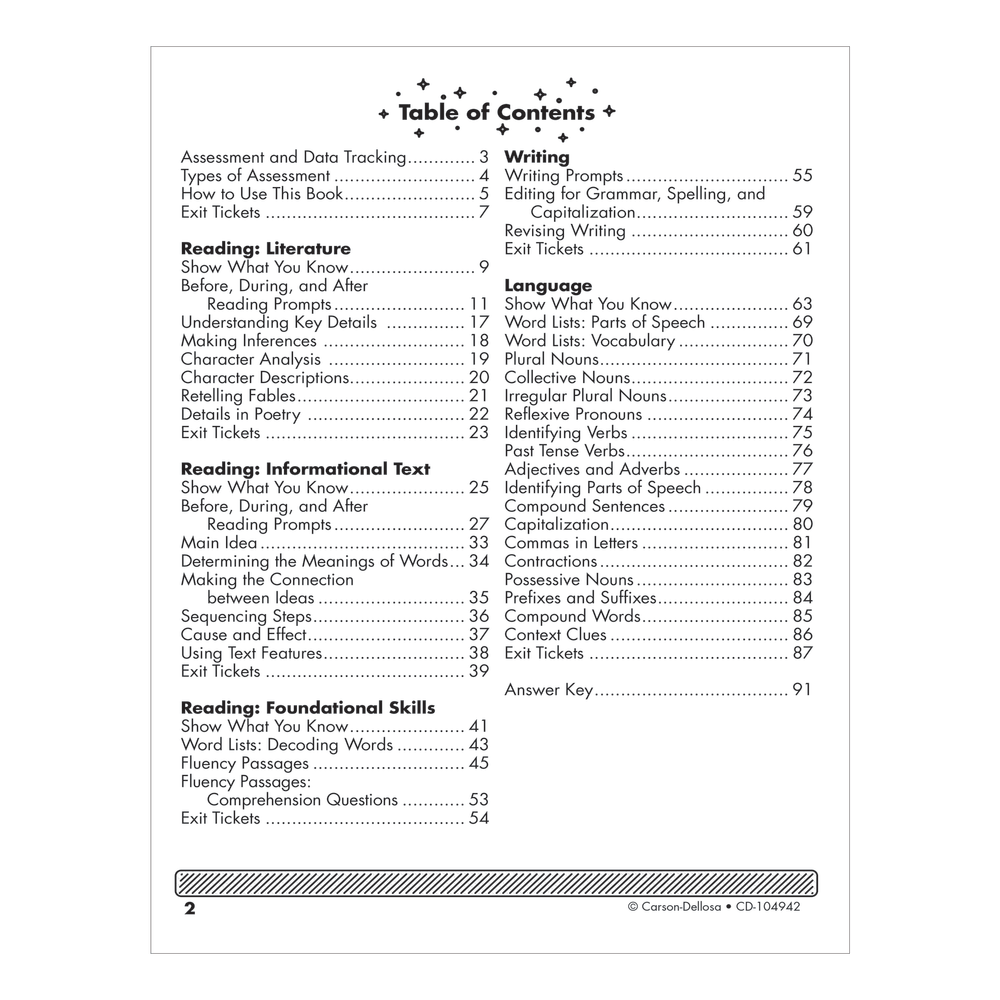 Carson-Dellosa Instant Assessments For Data Tracking Language Arts Resource Book, Grade 2