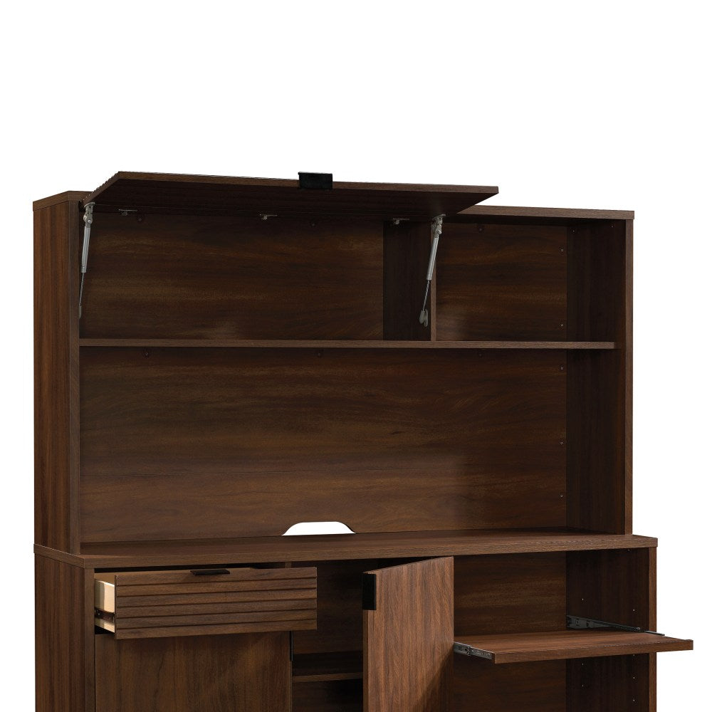 Sauder Englewood 66inW Hutch, Spiced Mahogany