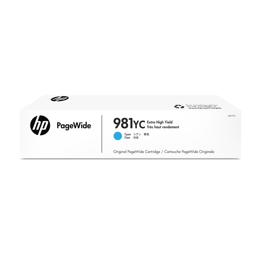 HP 981YC PageWide Contract Cyan Extra-High-Yield Ink Cartridge, L0R17YC