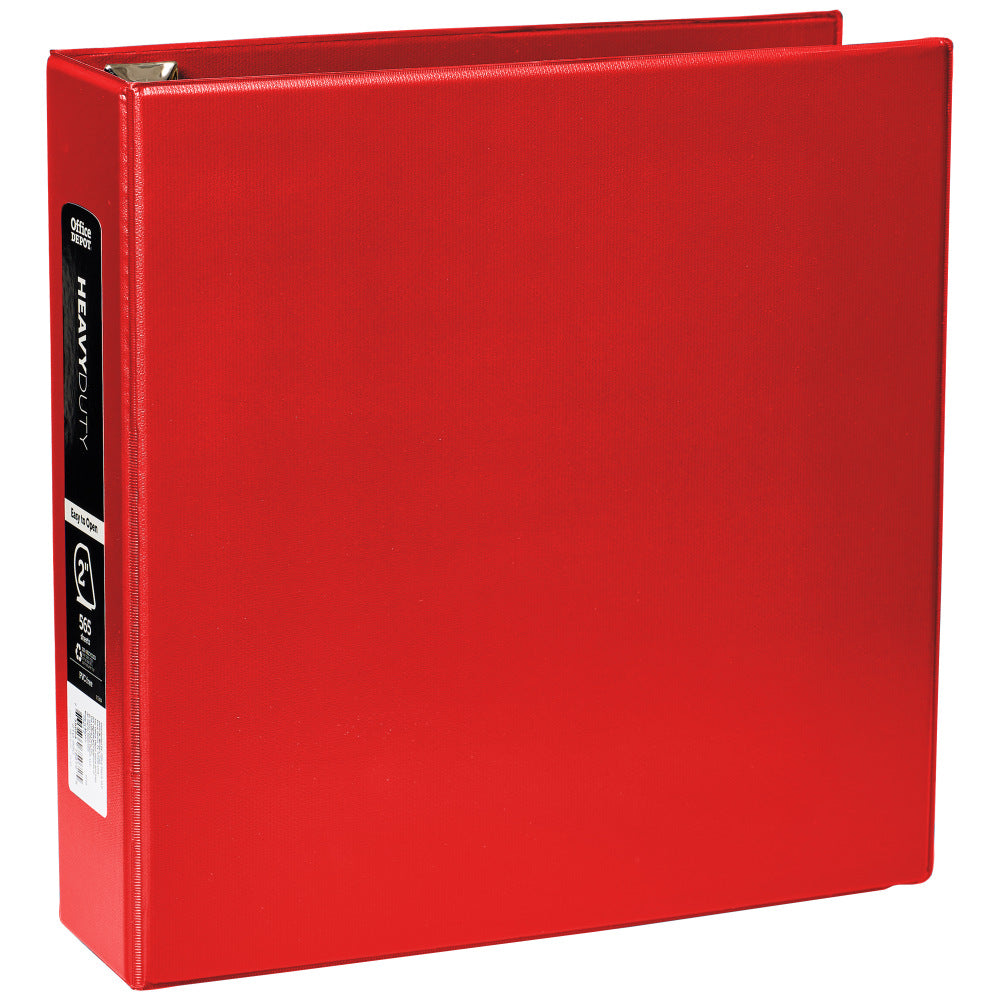 Office Depot Brand Heavy-Duty 3-Ring Binder, 2in D-Rings, Red