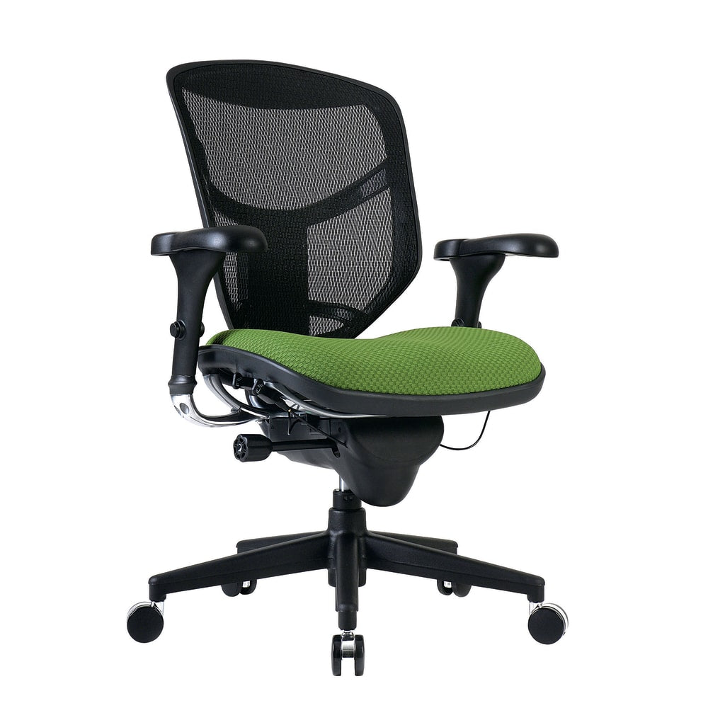 WorkPro Quantum 9000 Series Ergonomic Mesh/Premium Fabric Mid-Back Chair, Black/Lime, BIFMA Compliant