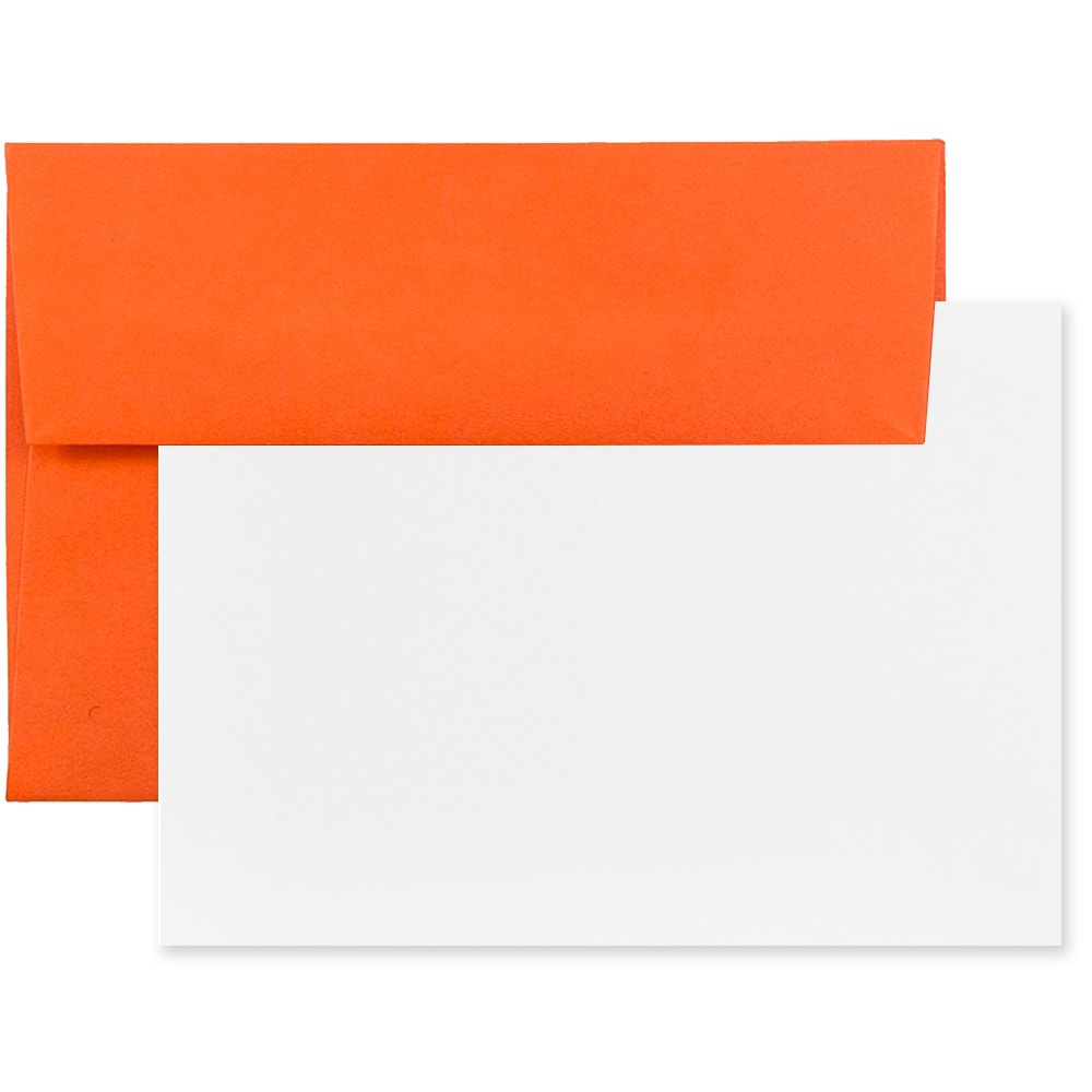 JAM Paper Stationery Set, 4 3/4in x 6 1/2in, 30% Recycled, Orange/White, Set Of 25 Cards And Envelopes