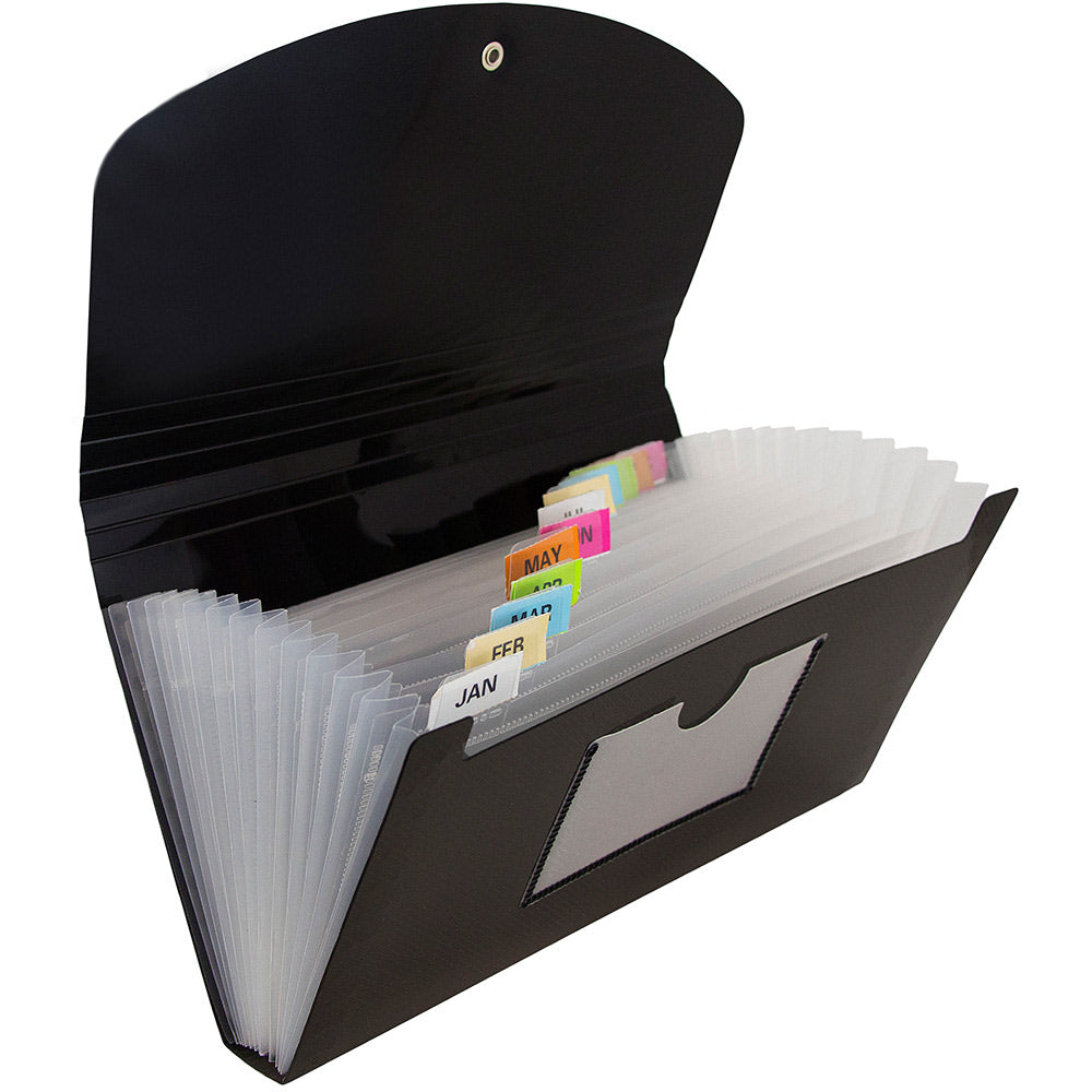 JAM Paper Expanding File, 6in Expansion, 5-1/2in x 11in, Black