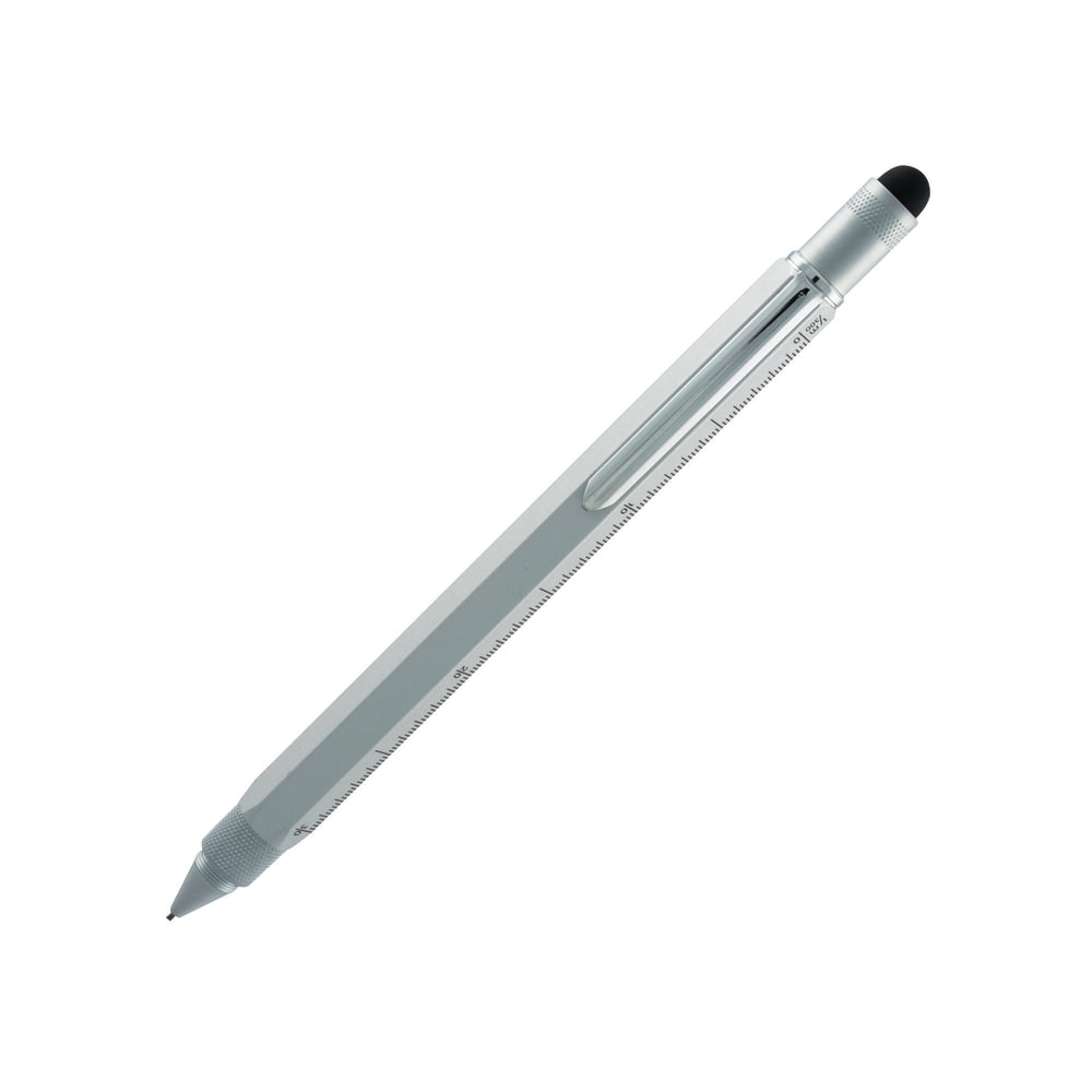 Monteverde One Touch Tool Pencil, 0.9 mm, #2 Soft, Silver Barrel, Black Lead