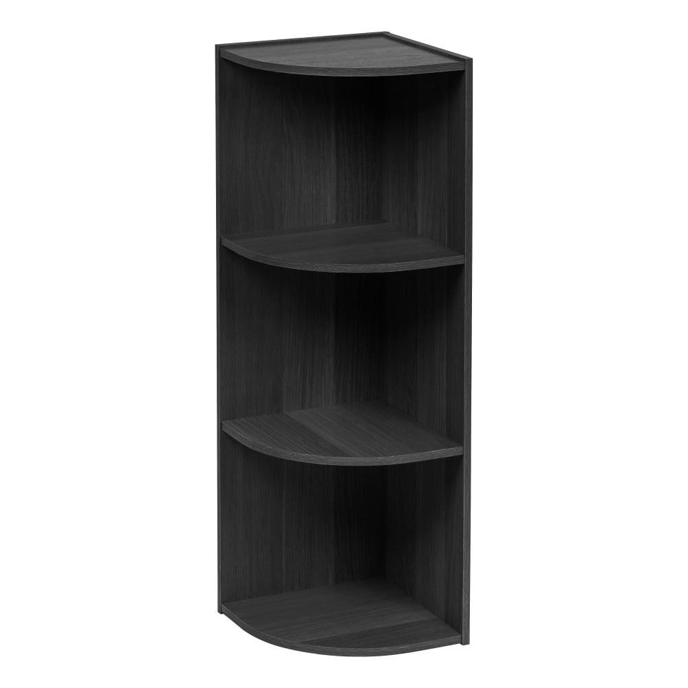 IRIS 35inH Curved 3-Shelf Corner Bookcase, Black