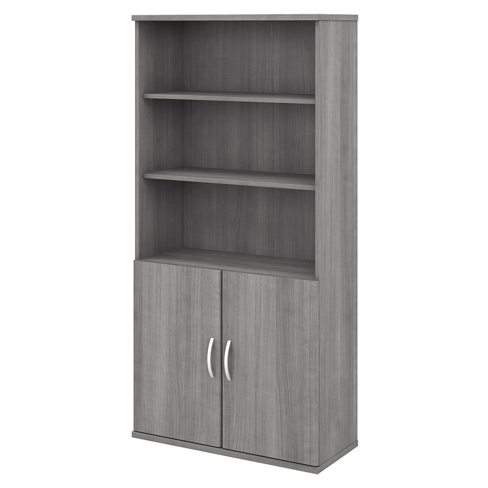 Bush Business Furniture Studio C 73inH 5-Shelf Bookcase With Doors, Platinum Gray, Standard Delivery