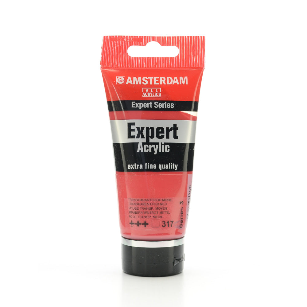 Amsterdam Expert Acrylic Paint Tubes, 75 mL, Transparent Red Medium, Pack Of 2