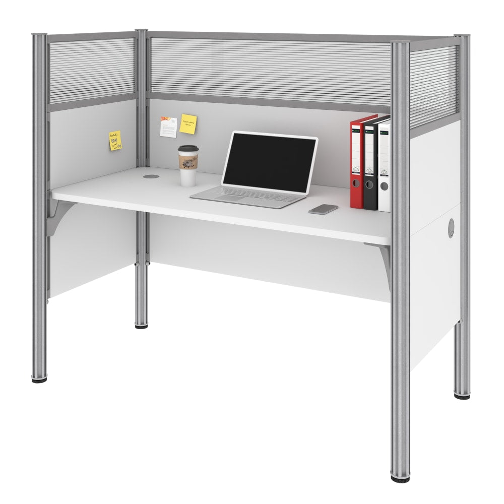 Bestar Pro-Biz 63inW Single Office Cubicle With High Privacy Panels, White