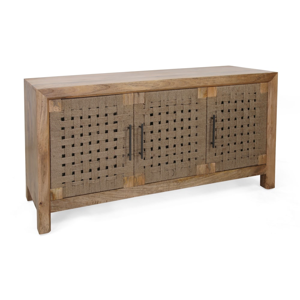 Coast to Coast Braden Wood Credenza/Sideboard, 29inH x 57inW x 17inD, Augustine Brown/Jute