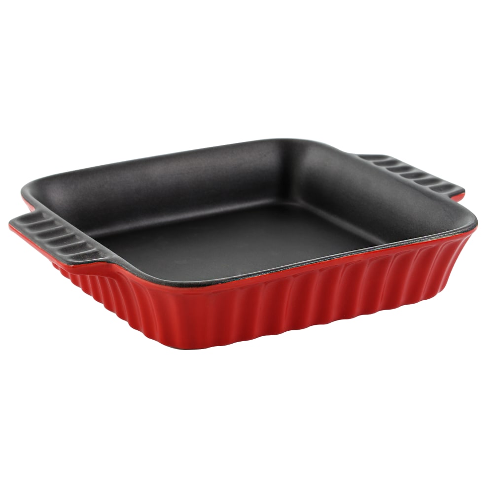 Crock-Pot Denhoff Non-Stick Ribbed Casserole Dish, 8in, Red