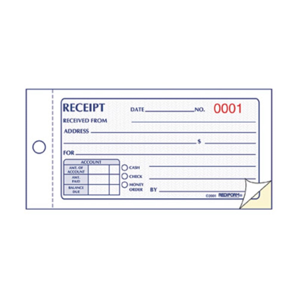 Rediform Money Receipt 2/Part Collection Forms - 50 Sheet(s) - 2 PartCarbonless Copy - 5in x 2 3/4in Sheet Size - White, Yellow - Assorted Sheet(s) - 1 Each