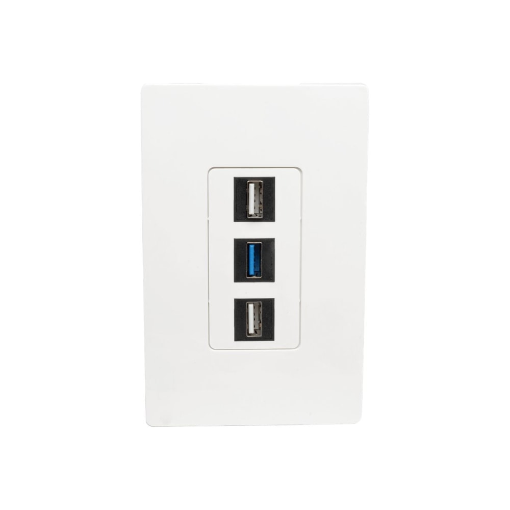 Tripp Lite Single-Gang 3-Port Wall Plate Keystone Cat5/6 USB HDMI Dport RCA - Faceplate - white - 1-gang - 3 ports - TAA Compliant