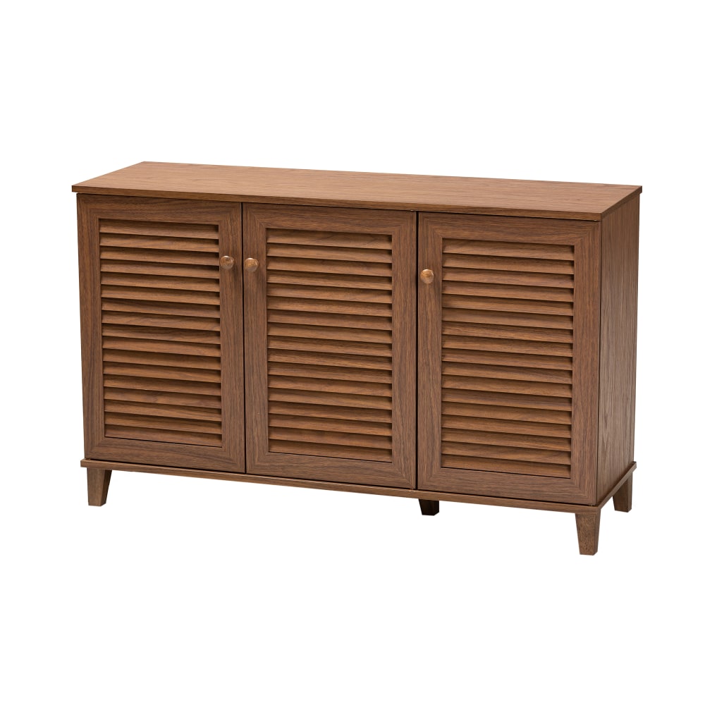 Baxton Studio Coolidge Finished 8-Shelf Wood Shoe Storage Cabinet, Walnut