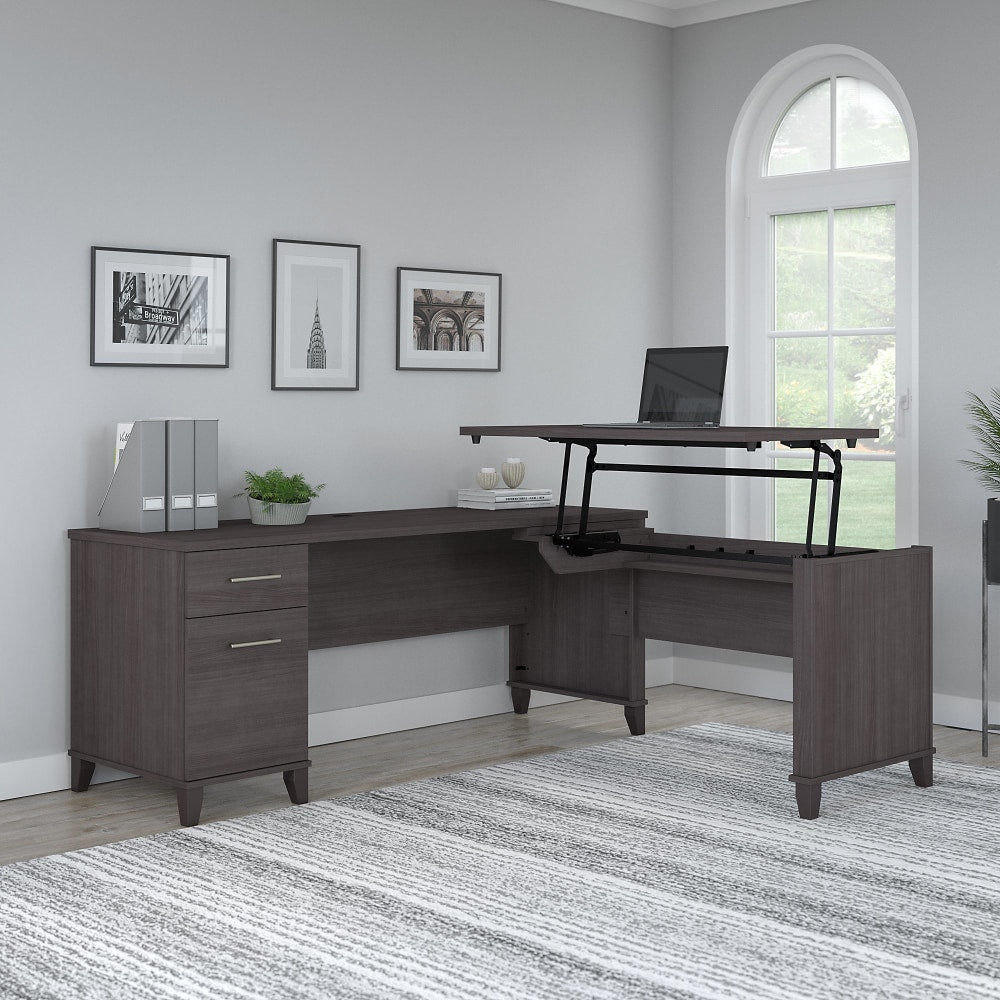 Bush Furniture Somerset 72inW 3-Position Sit-To-Stand L-Shaped Desk, Storm Gray, Standard Delivery