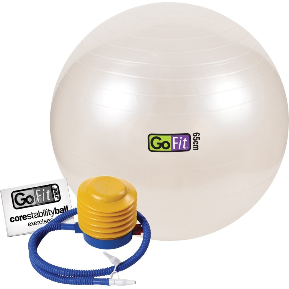 GoFit Exercise Ball With Pump, 65 cm, White