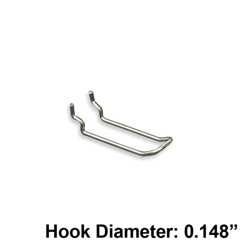 Azar Displays Safety Hooks, 1/8inH x 1inW x 3inD, Silver, Pack Of 50 Hooks