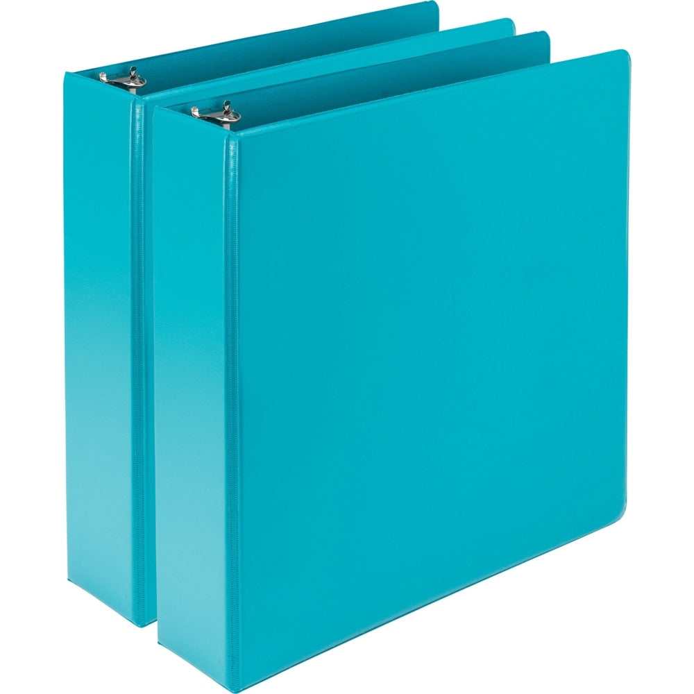 Samsill Fashion Color Presentation View 3-Ring Binder, 2in Round Rings, Turquoise, Pack Of 2