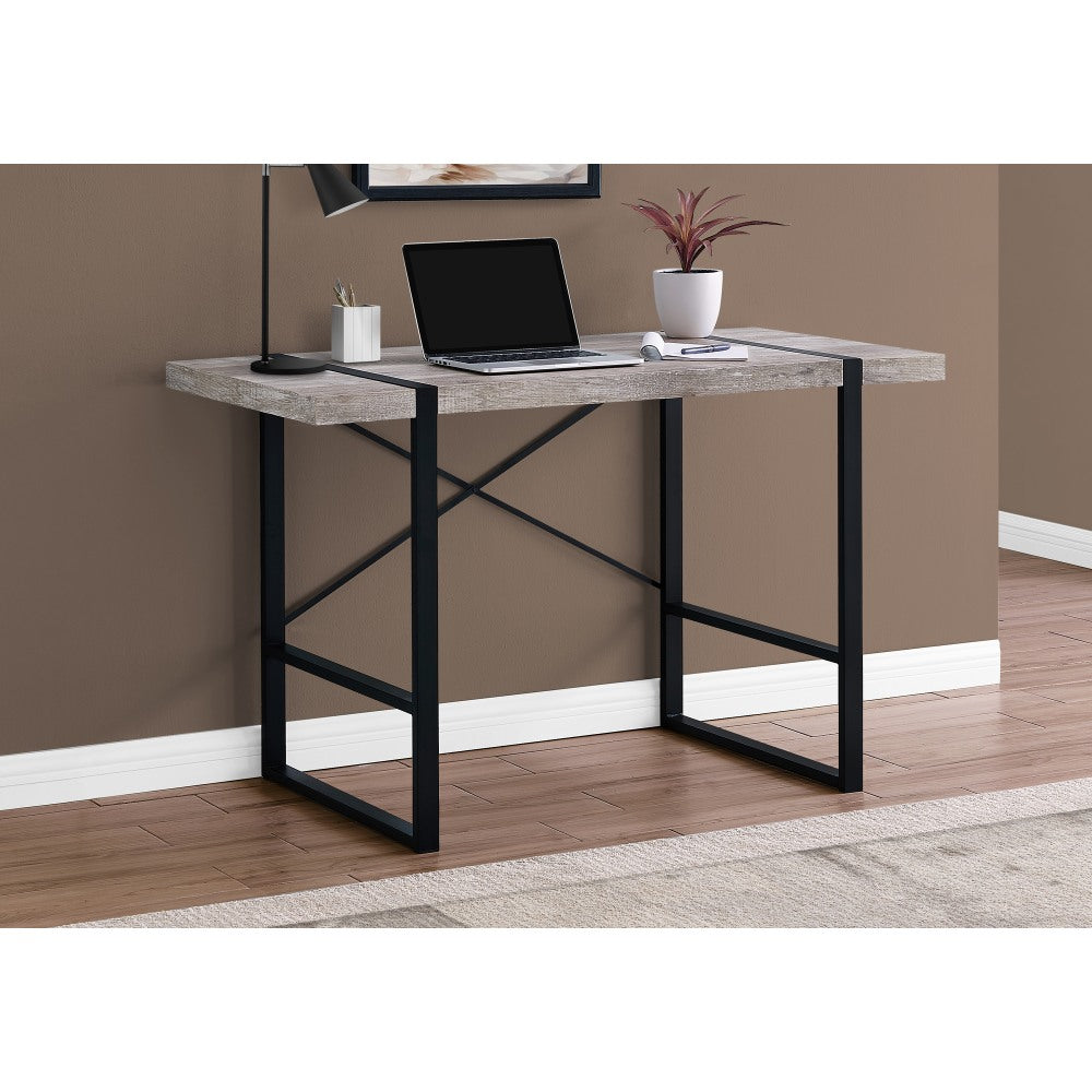 Monarch Specialties Jared 49inW Computer Desk, Taupe Reclaimed Wood/Black