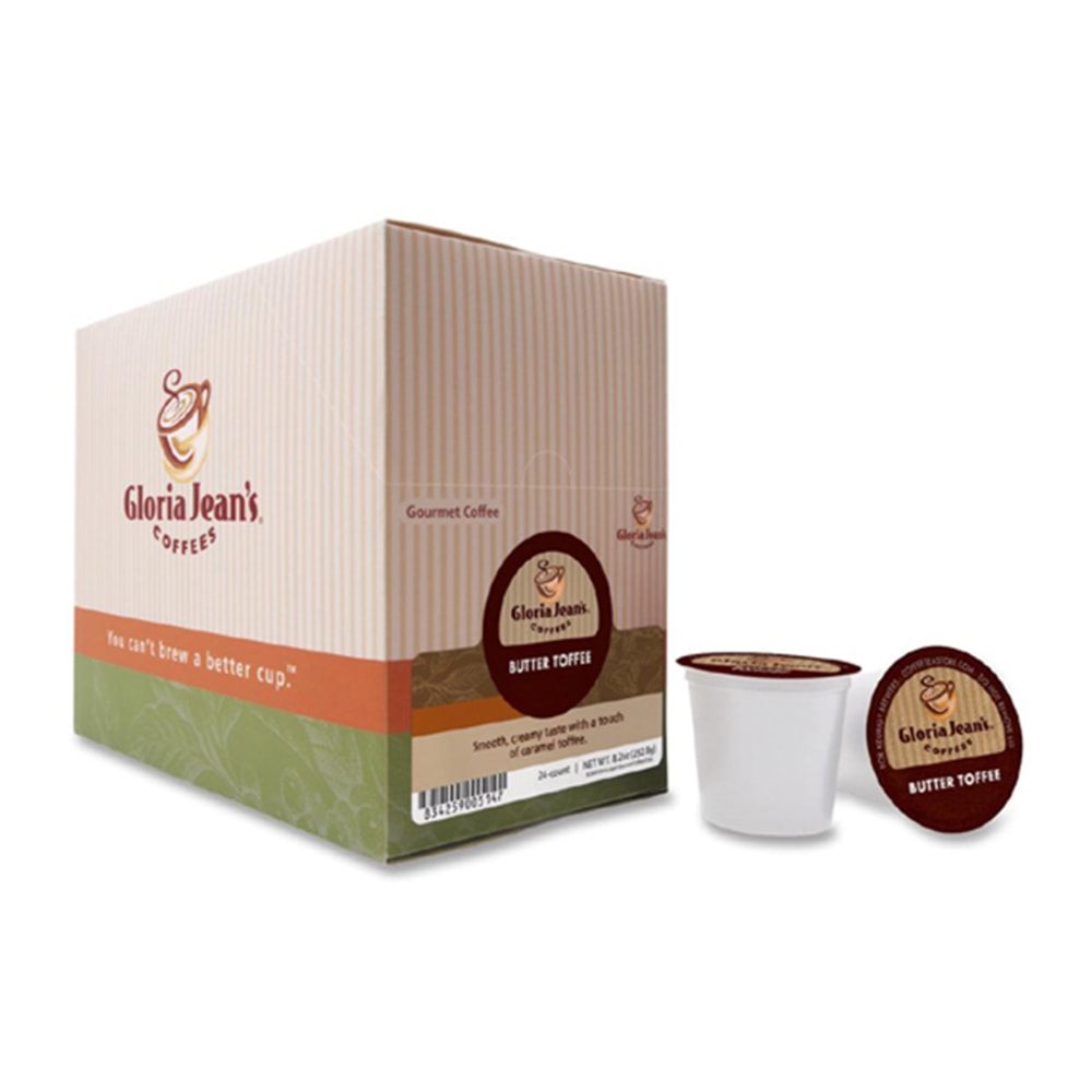 Gloria Jeans Coffees Single-Serve Coffee K-Cup Pods, Butter Toffee, Carton Of 24