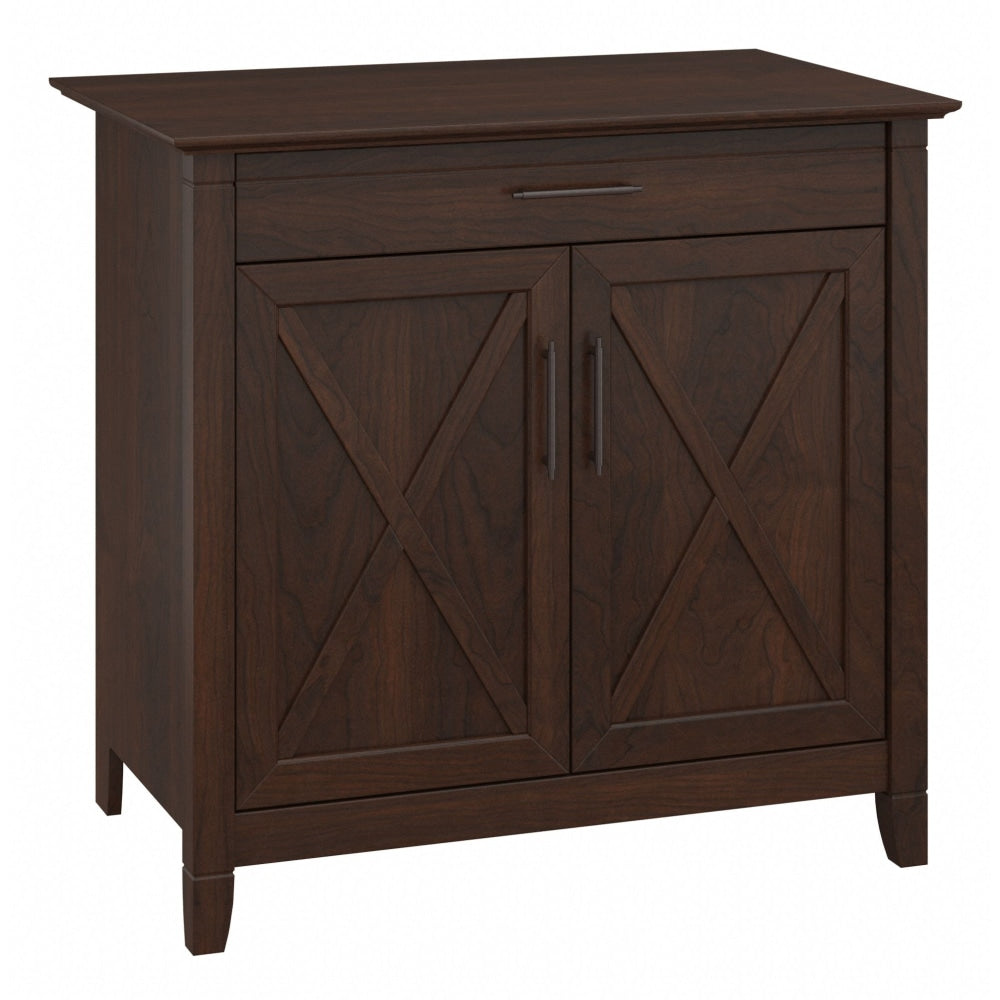 Bush Furniture Key West 30inW Secretary Desk With Keyboard Tray and Storage Cabinet, Bing Cherry, Standard Delivery