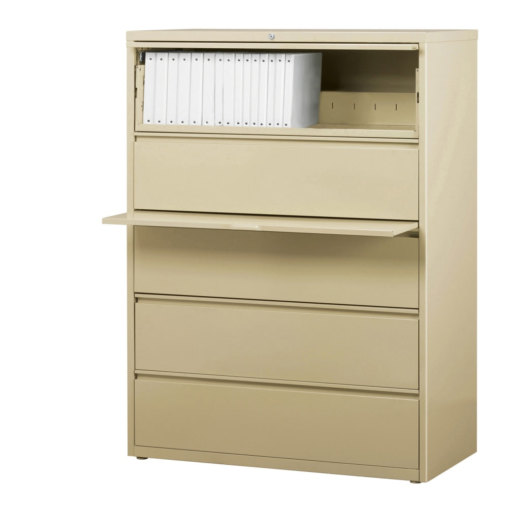 WorkPro 42inW x 18-5/8inD Lateral 5-Drawer File Cabinet, Putty