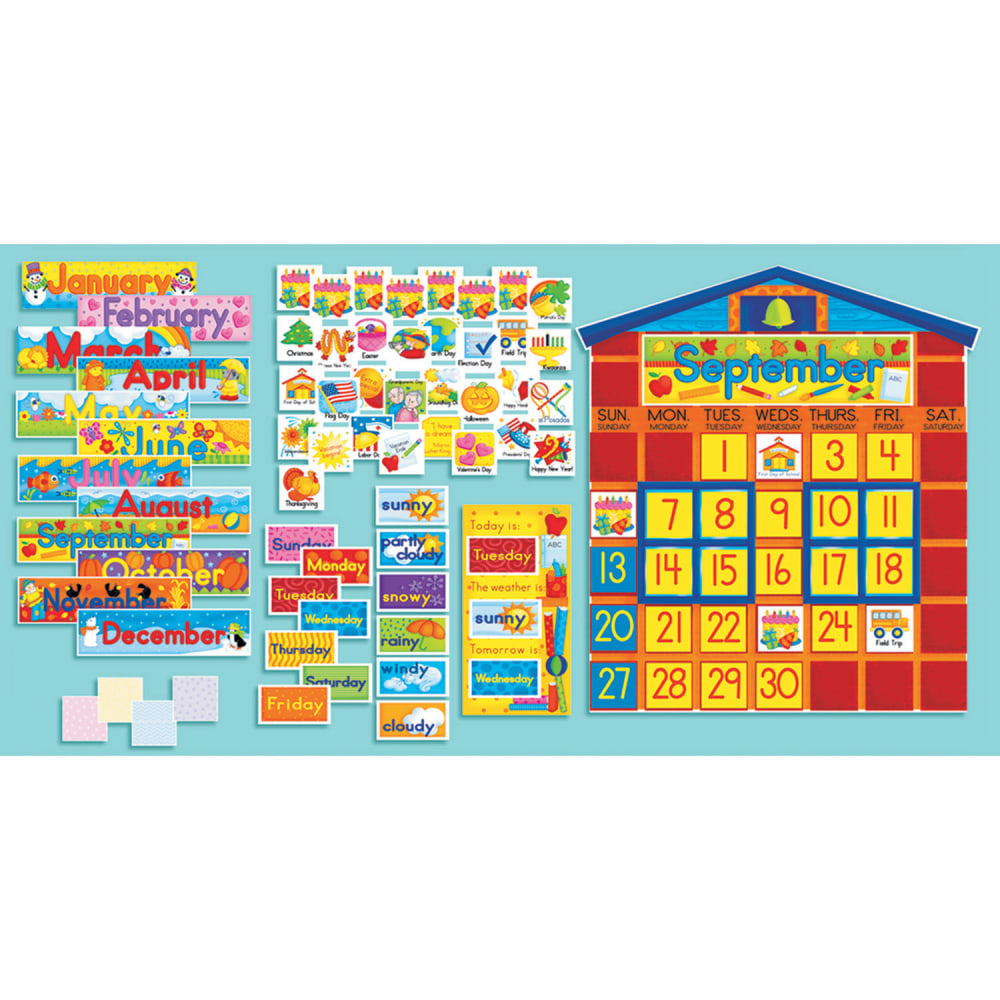 Scholastic Teacher Resources All-In-One Schoolhouse Calendar Bulletin Board Sets, Pack Of 2 Sets