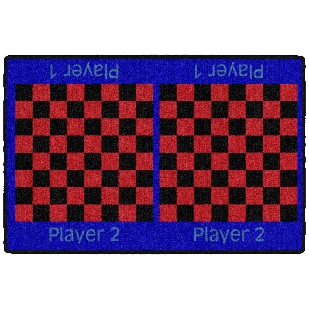 Flagship Carpets Checkers Rug, 24in x 36in, Blue/Red/Black