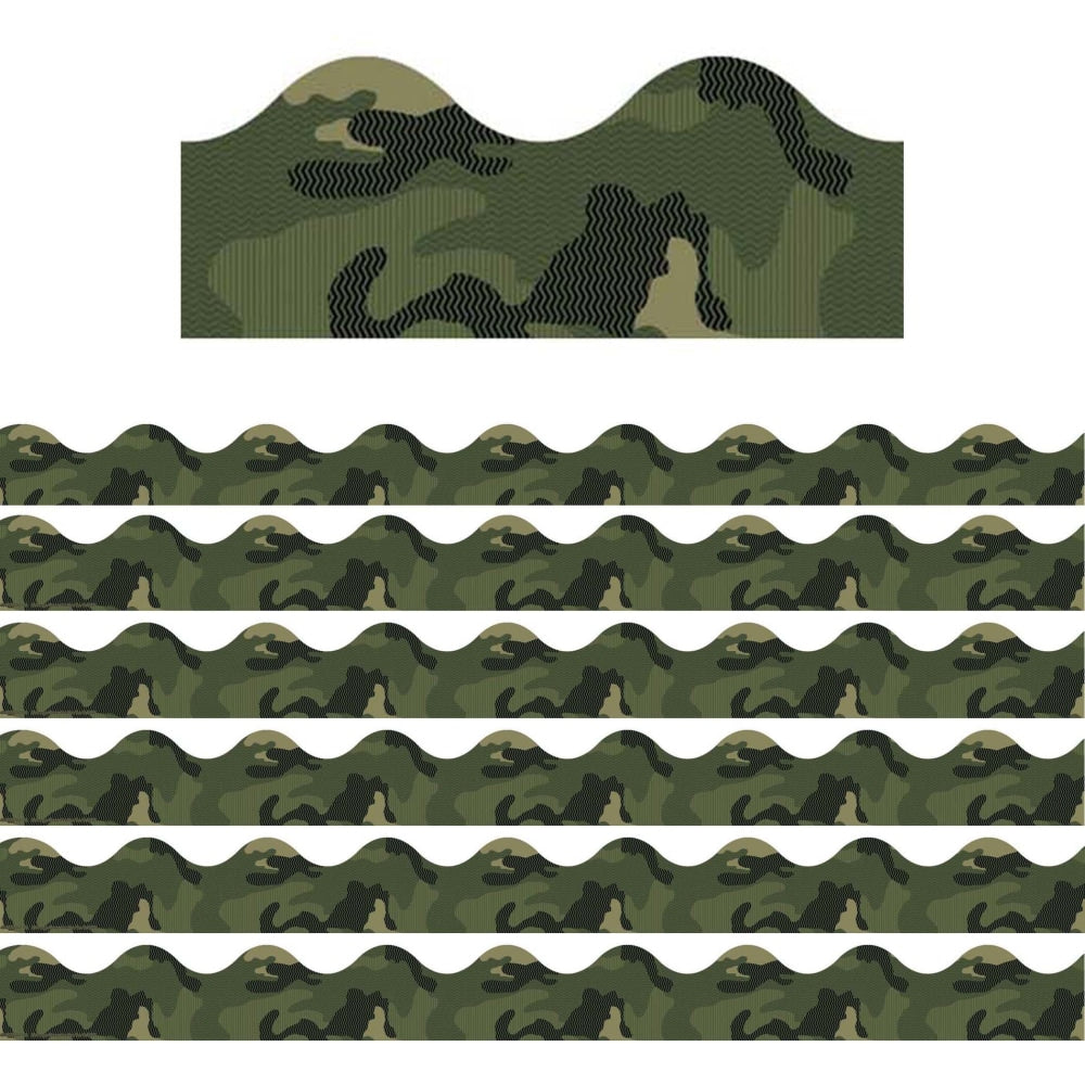 Eureka School Extra-Wide Deco Trim, Classic Camo, 37' Per Pack, Set Of 6 Packs