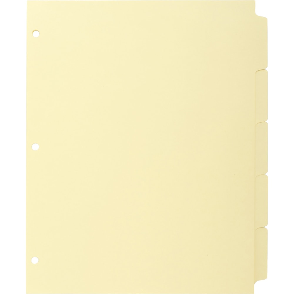 Business Source Mylar-reinforced Plain Tab Indexes - 5 Write-on Tab(s) - 8.5in Divider Width x 11in Divider Length - Letter - 3 Hole Punched - Canary Tab(s) - 36 / Box