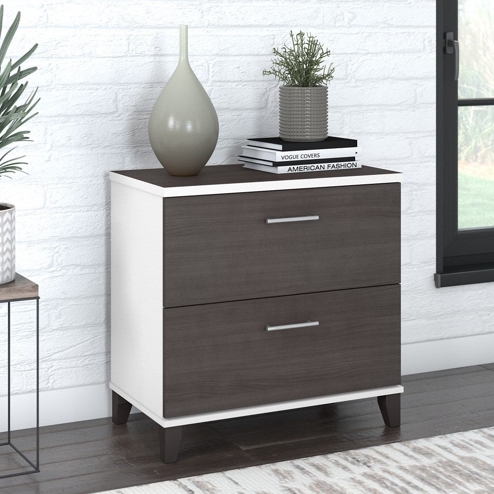 Bush Furniture Somerset 29-3/4inW x 16-3/4inD Lateral 2-Drawer File Cabinet, Storm Gray/White, Standard Delivery