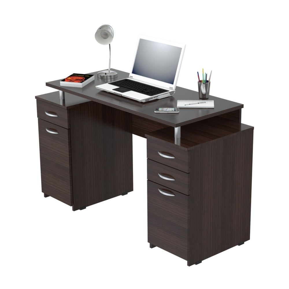 Inval 49inW Computer Desk With 4 Drawers, Espresso-Wengue