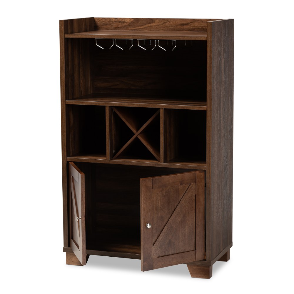 Baxton Studio Carrie Wine Storage Cabinet, Walnut