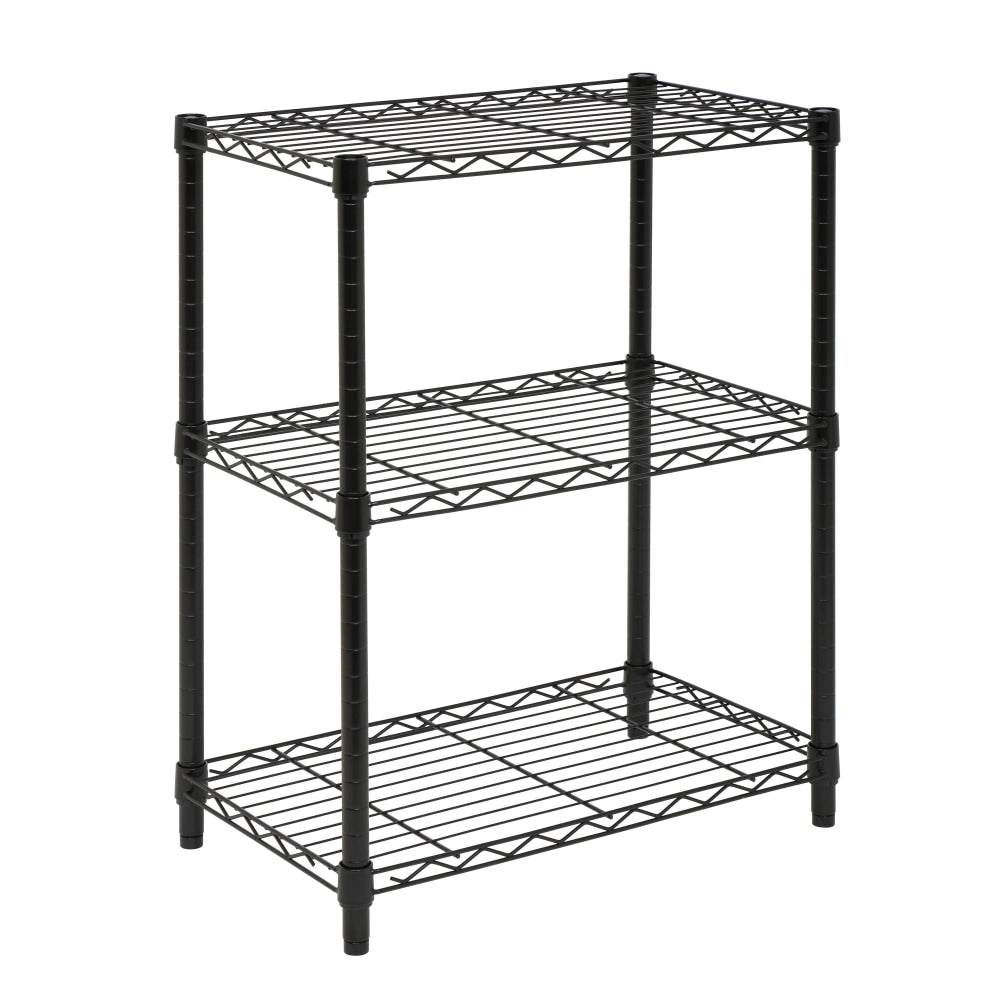 Honey-can-do SHF-01905 3-Tier Steel Urban Adjustable Storage Shelving Unit, Black - 2 Compartment(s) - 3 Tier(s) - 30in Height x 14in Width x 24in Depth - Black - Steel