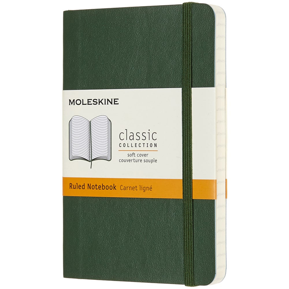 Moleskine Classic Soft Cover Notebook, 3-1/2in x 5-1/2in, Ruled, 192 Pages, Myrtle Green