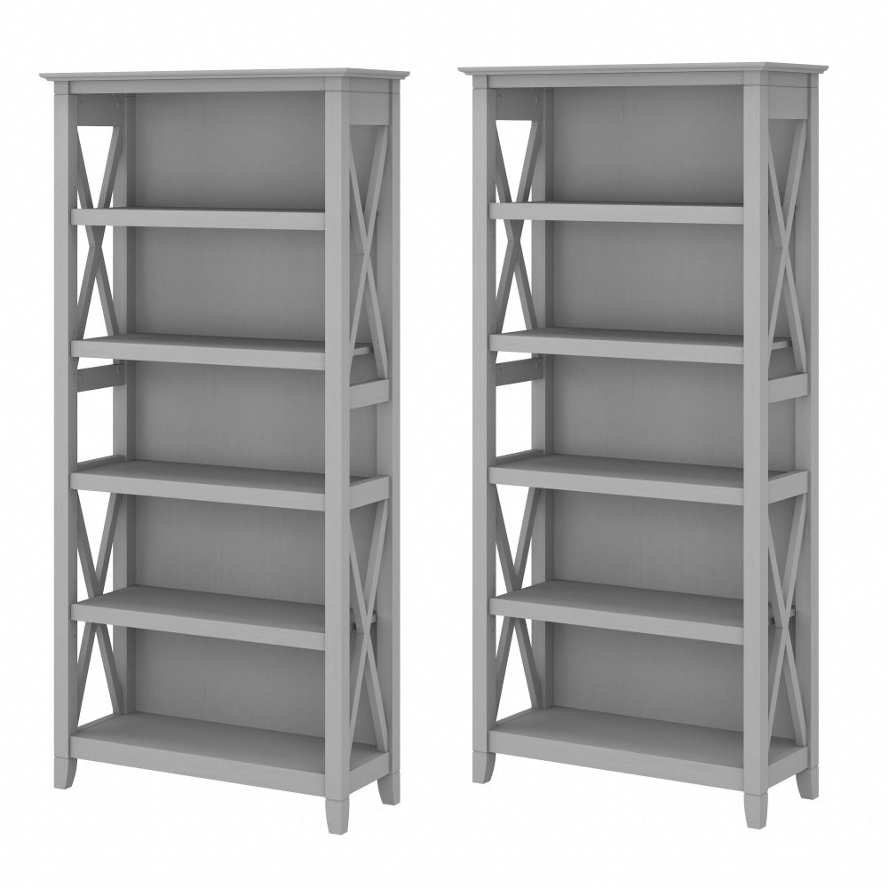 Bush Business Furniture Key West 66inH 5-Shelf Bookcase Set, Cape Cod Gray, Standard Delivery