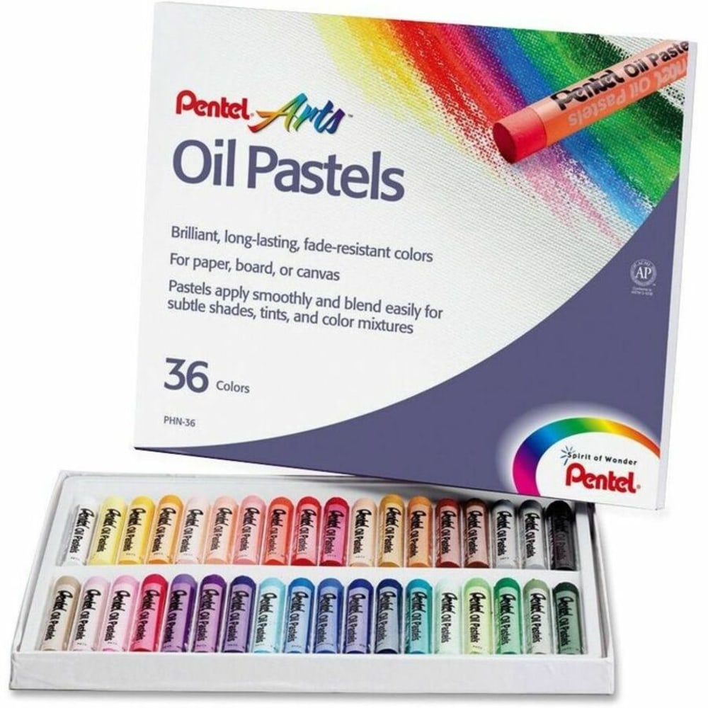 Pentel Oil Pastel Set, Assorted, Set Of 36