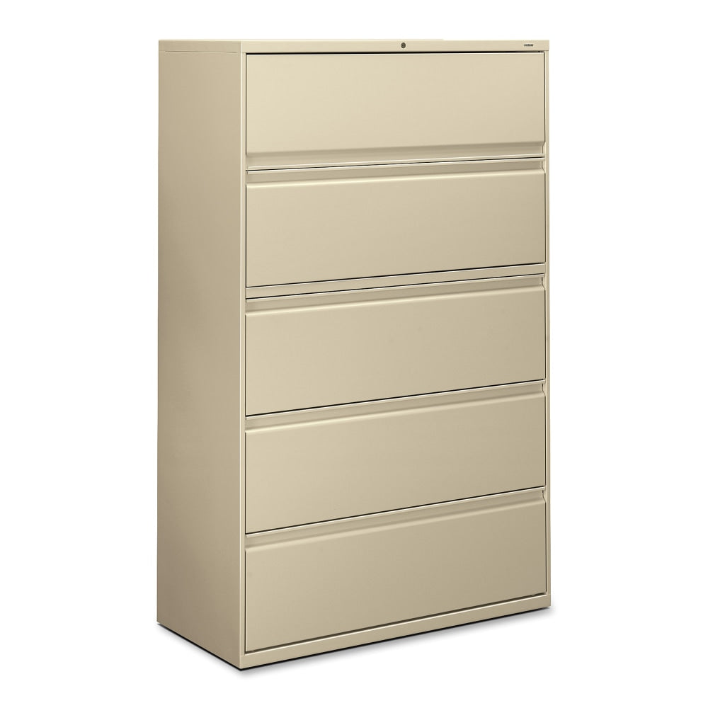 HON 42inW x 19-1/4inD Lateral 5-Drawer File Cabinet With Lock, Putty