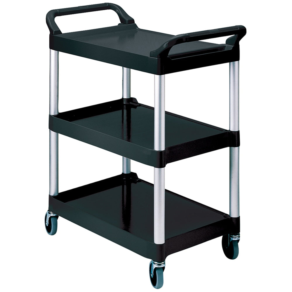 Rubbermaid 3-Shelf Utility Cart, 37 3/4inH x 33 5/8inW x 18 5/8inD, Black