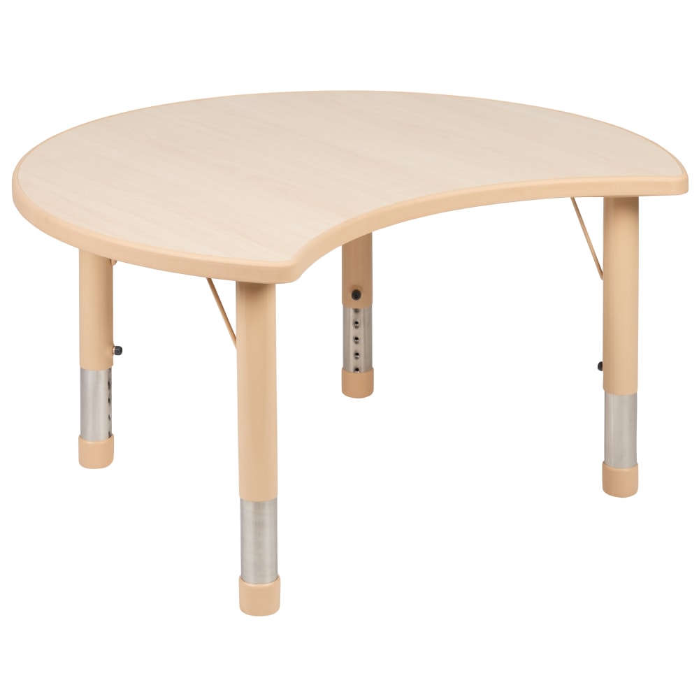 Flash Furniture Crescent Plastic Height-Adjustable Activity Table, 23-1/2inH x 25-1/8inW x 35-1/2inD, Natural