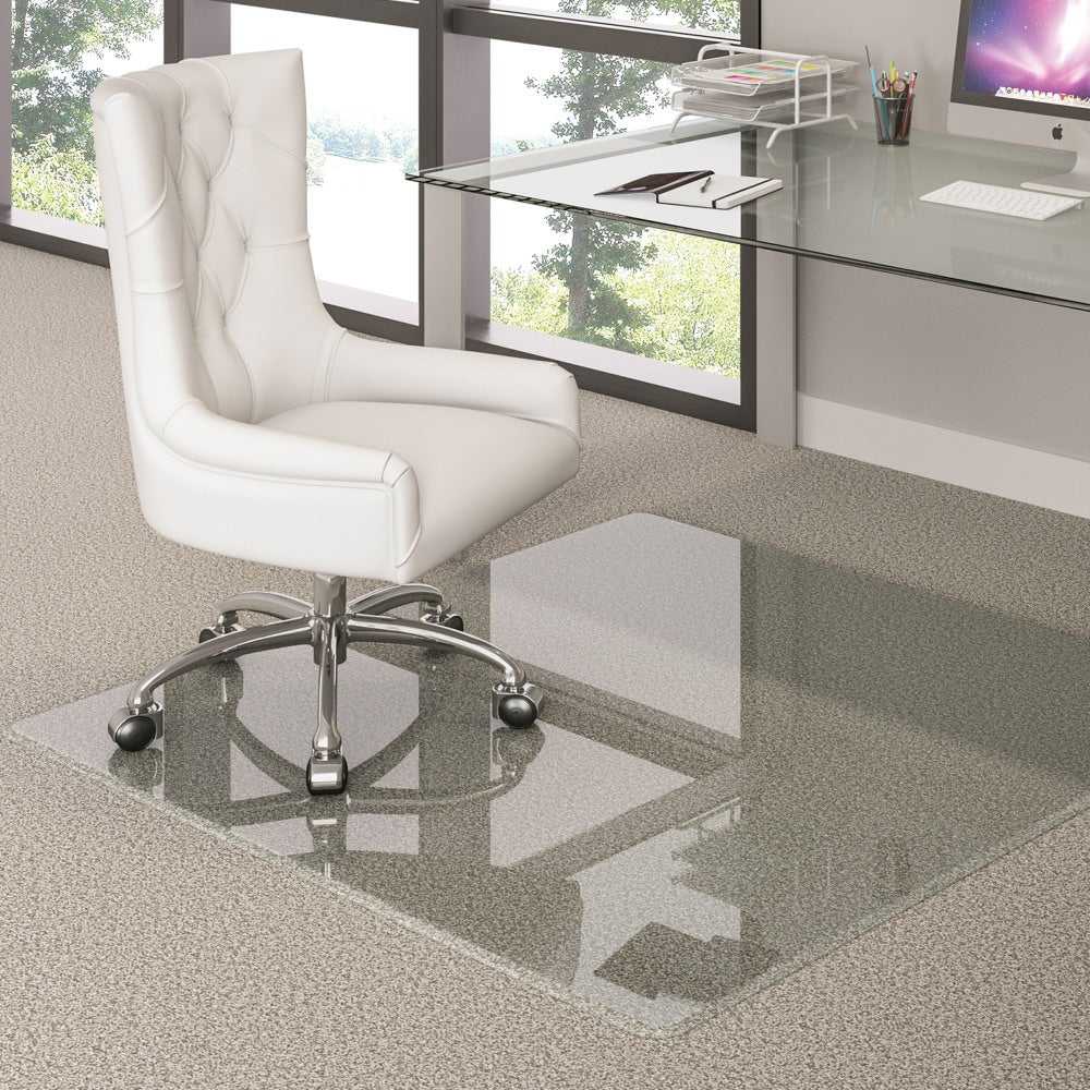 Deflecto Premium Glass Chairmat With Beveled Edge, For All Pile Carpets, 36inW x 46inD