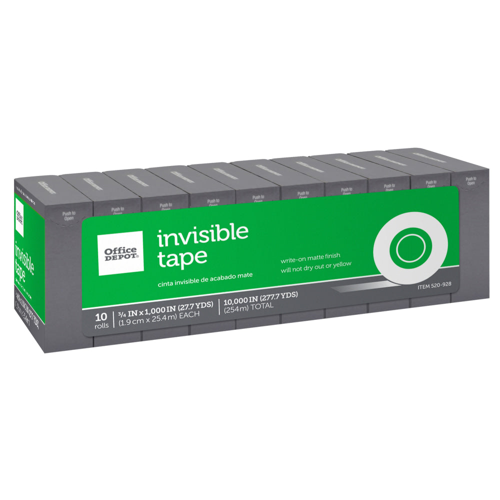 Office Depot Brand Invisible Tape Refills, 3/4in x 1,000in, Pack Of 10