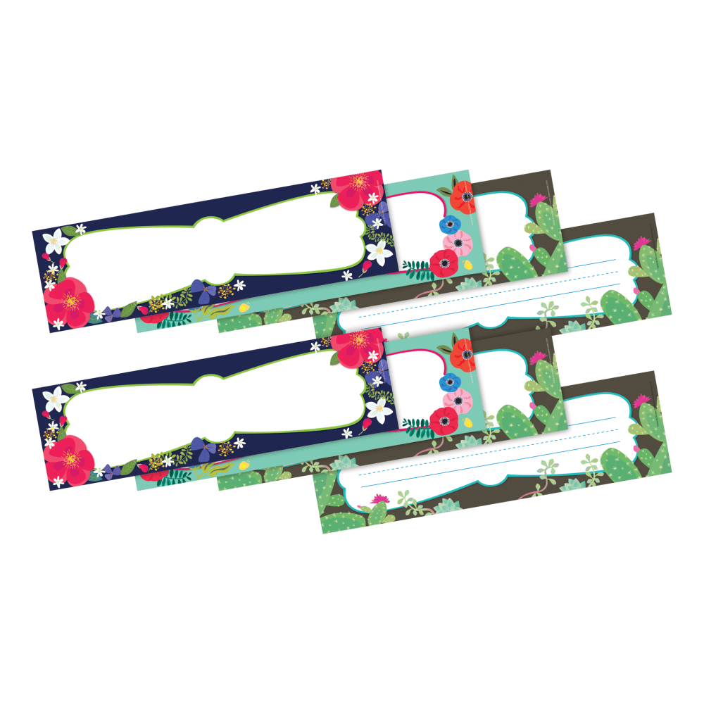 Barker Creek Double-Sided Name Plates, 12in x 3-1/2in, Petals & Prickles, Set Of 36 Name Plates, Pack Of 2 Sets