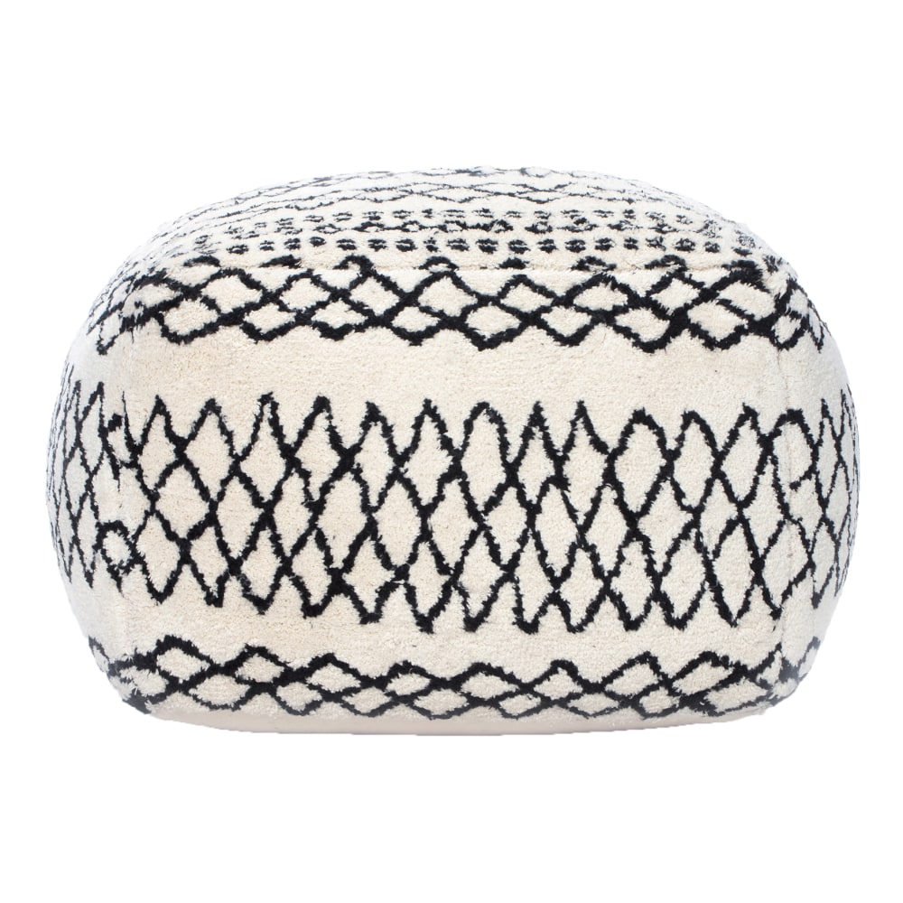 Anji Mountain Tyre Pouf Ottoman, Black/Ivory