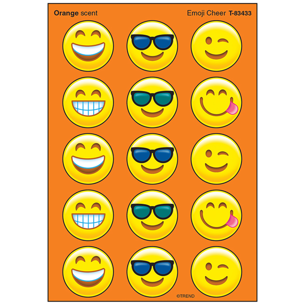 Trend Stinky Stickers, Emoji Cheer/Orange, 60 Per Pack, 6 Packs